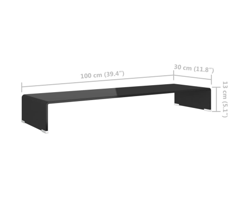 vidaXL Soporte para TV/Elevador monitor cristal negro 100x30x13 cm