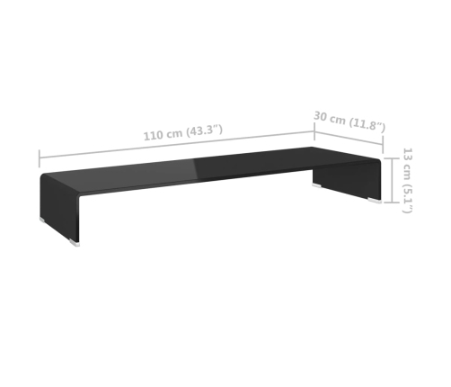 Soporte para TV/Elevador monitor cristal negro 110x30x13 cm