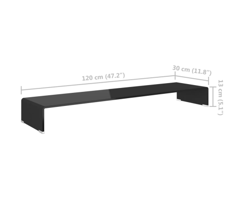 Soporte para TV/Elevador monitor cristal negro 120x30x13 cm