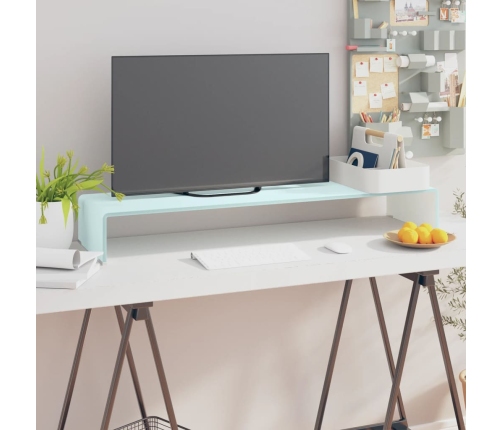 vidaXL Mueble TV/Elevador de monitor cristal verde 100x30x13 cm