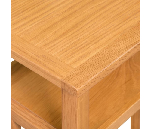 vidaXL Mesa auxiliar con estante de madera de roble maciza 27x35x55cm