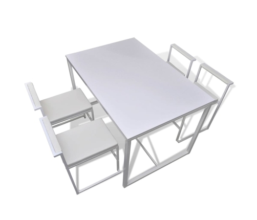 Conjunto de mesa de comedor y sillas 5 piezas blanco