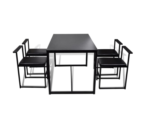 Conjunto de mesa de comedor y sillas 5 piezas negro