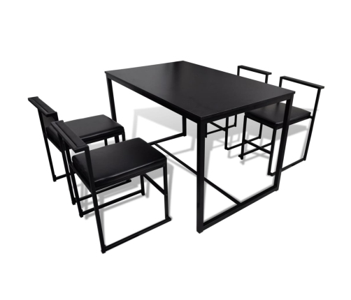 Conjunto de mesa de comedor y sillas 5 piezas negro