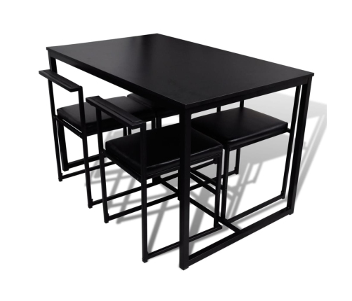 Conjunto de mesa de comedor y sillas 5 piezas negro