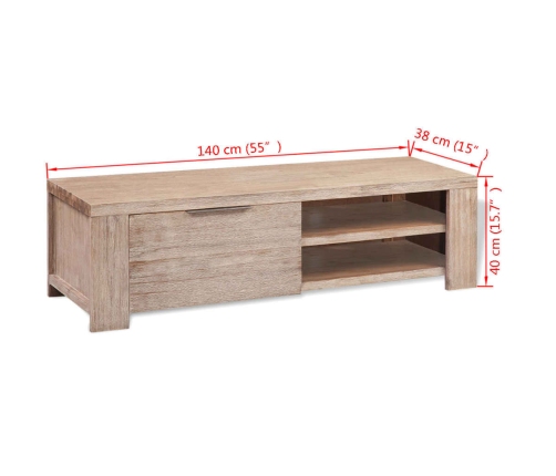 Mueble para TV madera maciza de acacia cepillada 140x38x40 cm