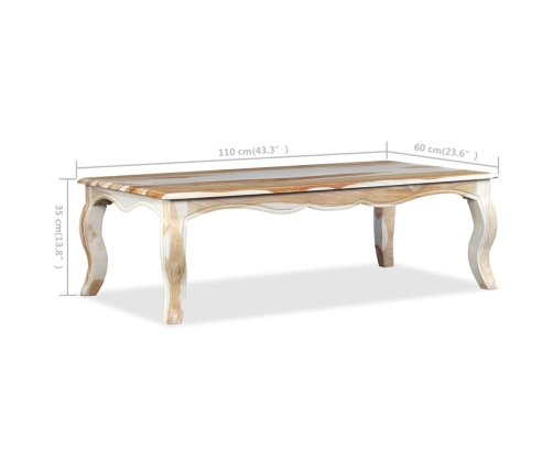 Mesa de centro de madera maciza de sheesham 110x60x35 cm