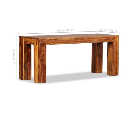 Banco de madera maciza de sheesham 110x35x45 cm