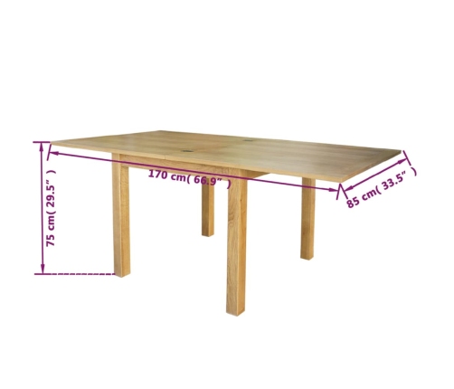 Mesa extensible de roble 170x85x75 cm