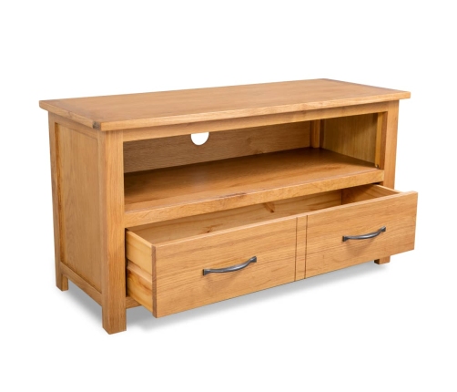 Mueble para TV madera maciza de roble 90x35x48 cm