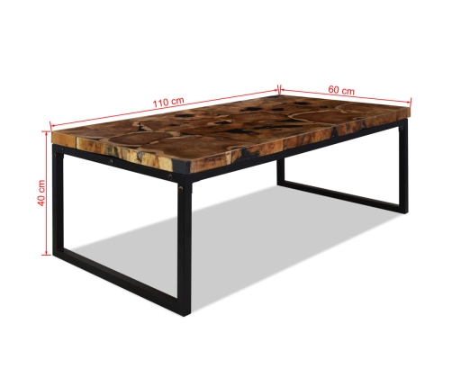 Mesa de centro de resina de teca 110x60x40 cm