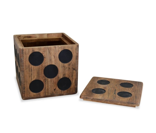 Caja de almacenamiento diseño de dado madera Mindi 40x40x40 cm