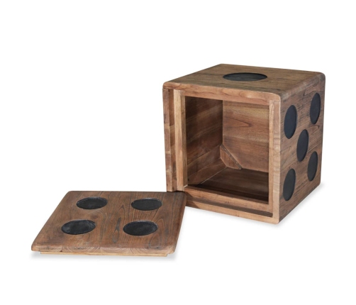 Caja de almacenamiento diseño de dado madera Mindi 40x40x40 cm