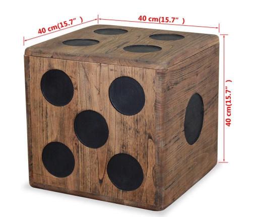 Caja de almacenamiento diseño de dado madera Mindi 40x40x40 cm