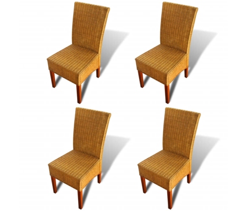 Sillas de comedor 4 unidades ratán natural marrón