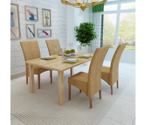 Sillas de comedor 4 unidades ratán natural marrón