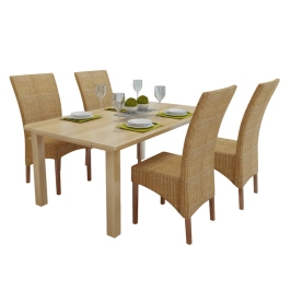 Sillas de comedor 4 unidades ratán natural marrón