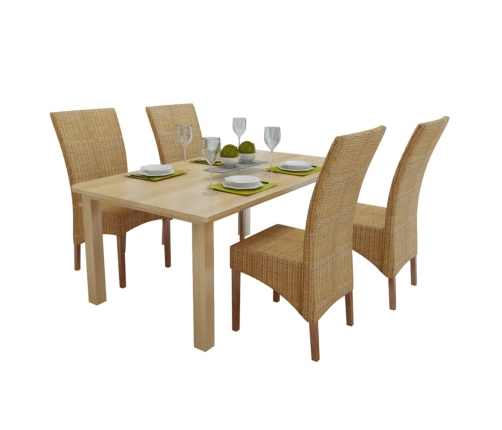 Sillas de comedor 4 unidades ratán natural marrón