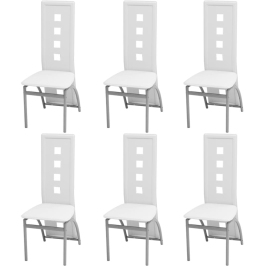 Sillas de comedor 6 uds cuero sintético blanco