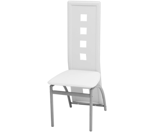 Sillas de comedor 6 uds cuero sintético blanco