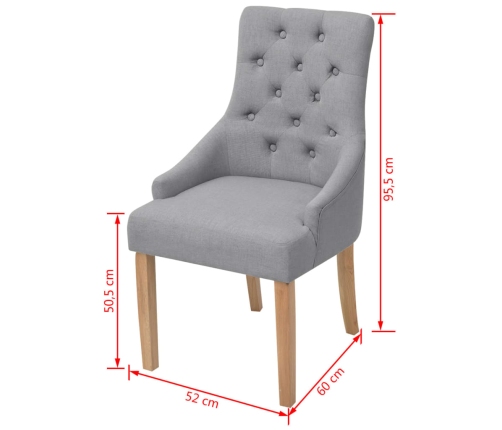 Sillas de comedor 6 unidades de tela gris claro