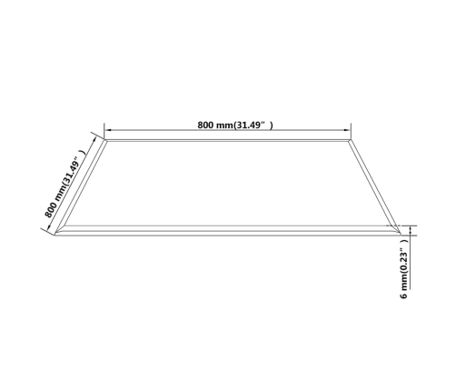 Tablero de mesa de cristal templado cuadrado 800x800 mm