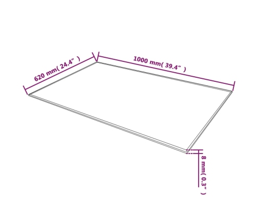 Tablero de mesa de cristal templado rectangular 1000x620 mm