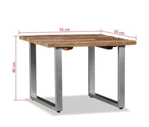 Mesa de centro de madera maciza reciclada 55x55x40 cm