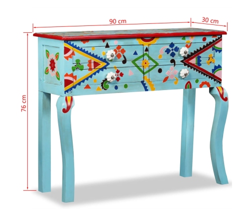 Mesa consola de madera maciza de mango azul pintada a mano