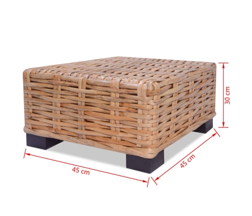 Mesa de centro de ratán natural 45x45x30 cm–