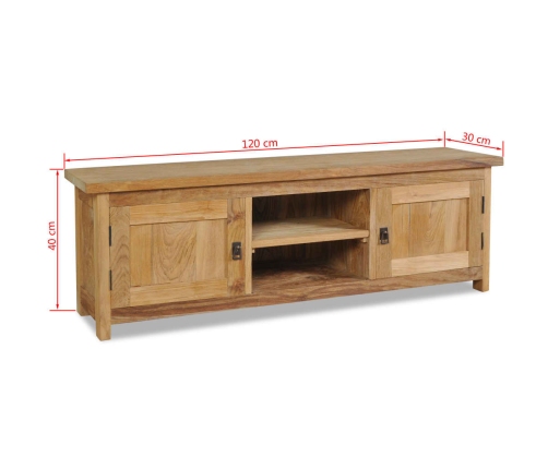 Mueble de TV de madera de teca maciza 120x30x40 cm