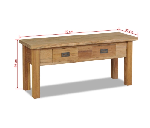 Banco de recibidor de madera de teca maciza 90x30x40 cm