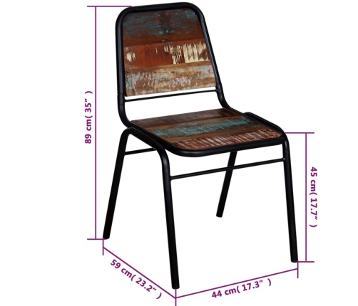 Sillas de comedor 4 unidades madera maciza reciclada