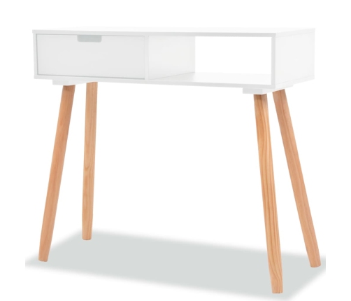 Mesa consola de madera maciza de pino blanca 80x30x72 cm