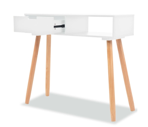 Mesa consola de madera maciza de pino blanca 80x30x72 cm