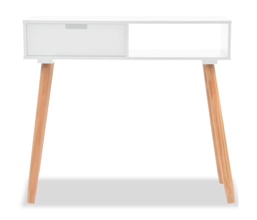 Mesa consola de madera maciza de pino blanca 80x30x72 cm