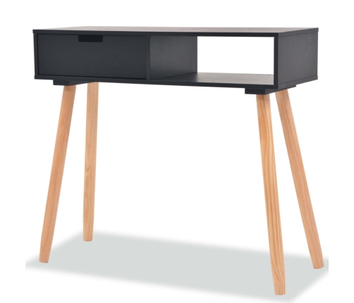 Mesa consola de madera maciza de pino 80x30x72 cm negra