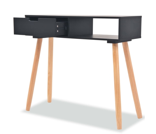 Mesa consola de madera maciza de pino 80x30x72 cm negra