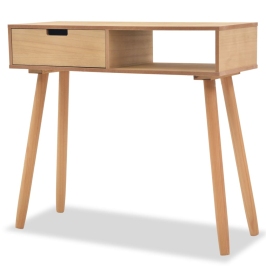 Mesa consola de madera maciza de pino 80x30x72 cm marrón