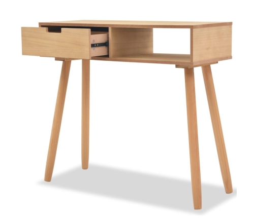 Mesa consola de madera maciza de pino 80x30x72 cm marrón