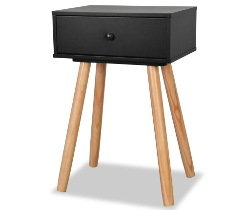 Mesitas de noche 2 uds. madera maciza de pino 40x30x61 cm negro