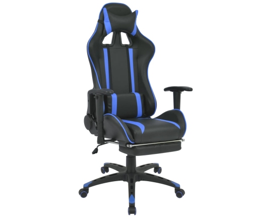 Silla de oficina racing reclinable con reposapiés azul