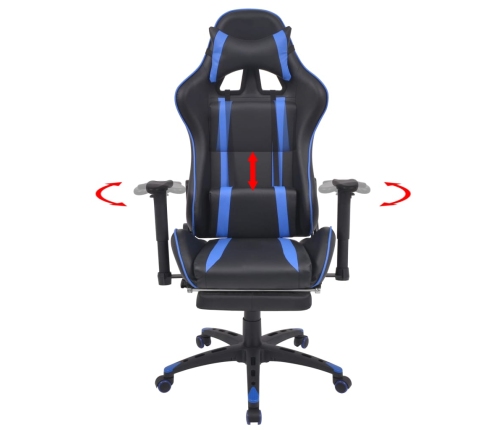 Silla de oficina racing reclinable con reposapiés azul