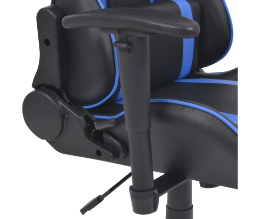 Silla de oficina racing reclinable con reposapiés azul