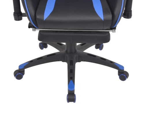 Silla de oficina racing reclinable con reposapiés azul