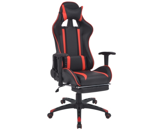 Silla de oficina racing reclinable con reposapiés rojo