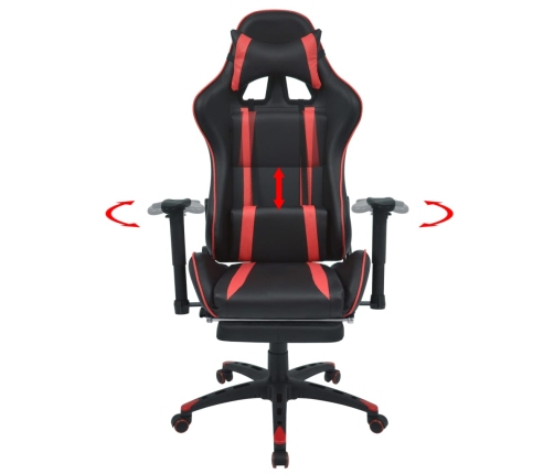 Silla de oficina racing reclinable con reposapiés rojo