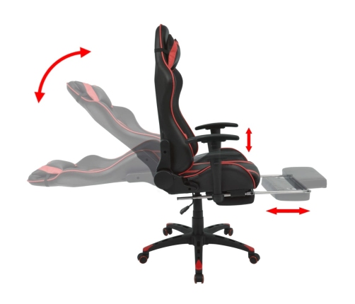 Silla de oficina racing reclinable con reposapiés rojo