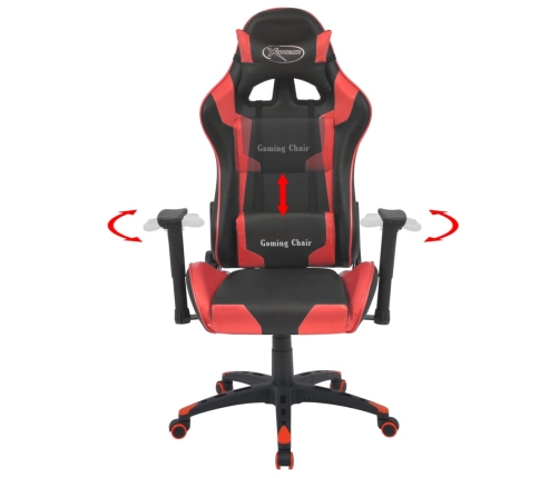 Silla de escritorio reclinable Racing de cuero artificial roja