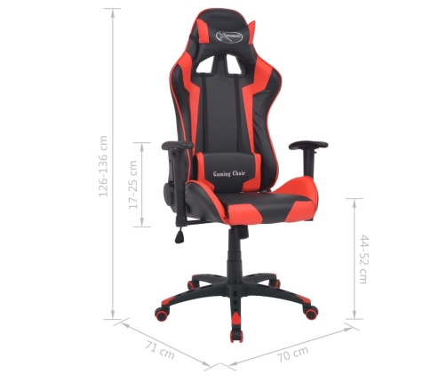 Silla de escritorio reclinable Racing de cuero artificial roja